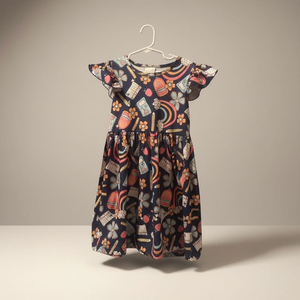 Girls Floral Sun Dress Coral Orange 6x Tie Shoulder Sleeveless Summer Dress